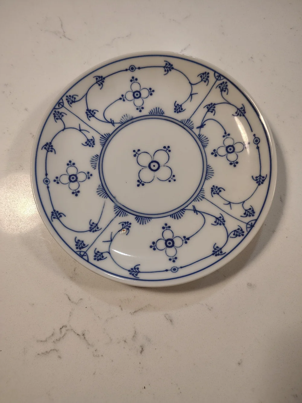 Royal CopenhagenBlue and White Porcelain Teacup and Saucer